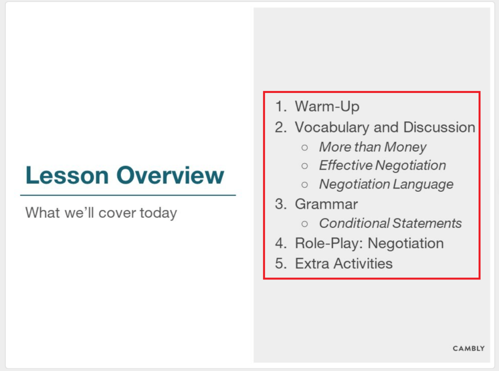 キャンブリー
ビジネス英語
教材の例